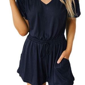Navy blue v-neck romper